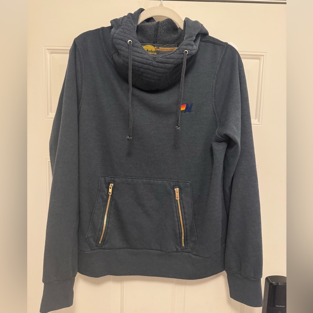 Aviator Nation Ninja Pullover Hoodie Navy Blue size M